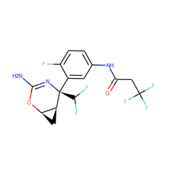 NC1=N[C@@](c2cc(NC(=O)CC(F)(F)F)ccc2F)(C(F)F)[C@H]2C[C@H]2O1 ZINC000226081016