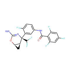 NC1=N[C@@](c2cc(NC(=O)c3c(F)cc(F)cc3F)ccc2F)(C(F)F)[C@H]2C[C@H]2O1 ZINC000226064887