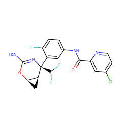 NC1=N[C@@](c2cc(NC(=O)c3cc(Cl)ccn3)ccc2F)(C(F)F)[C@H]2C[C@H]2O1 ZINC000226058121