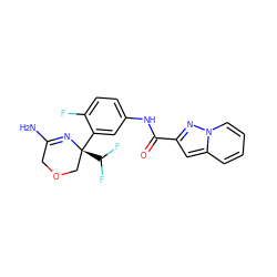 NC1=N[C@@](c2cc(NC(=O)c3cc4ccccn4n3)ccc2F)(C(F)F)COC1 ZINC000115176536