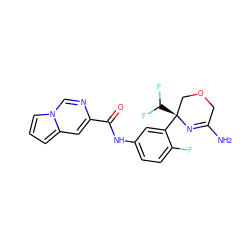 NC1=N[C@@](c2cc(NC(=O)c3cc4cccn4cn3)ccc2F)(C(F)F)COC1 ZINC000114876391