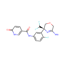 NC1=N[C@@](c2cc(NC(=O)c3ccc(=O)[nH]c3)ccc2F)(C(F)F)COC1 ZINC000168937145