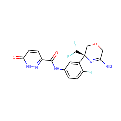 NC1=N[C@@](c2cc(NC(=O)c3ccc(=O)[nH]n3)ccc2F)(C(F)F)COC1 ZINC000113656170