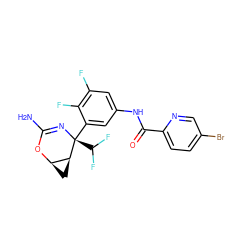 NC1=N[C@@](c2cc(NC(=O)c3ccc(Br)cn3)cc(F)c2F)(C(F)F)[C@H]2C[C@H]2O1 ZINC000226124403