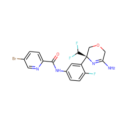 NC1=N[C@@](c2cc(NC(=O)c3ccc(Br)cn3)ccc2F)(C(F)F)COC1 ZINC000113653069