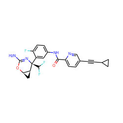 NC1=N[C@@](c2cc(NC(=O)c3ccc(C#CC4CC4)cn3)ccc2F)(C(F)F)[C@H]2C[C@H]2O1 ZINC000226082057