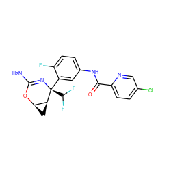 NC1=N[C@@](c2cc(NC(=O)c3ccc(Cl)cn3)ccc2F)(C(F)F)[C@H]2C[C@H]2O1 ZINC000213834217