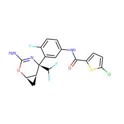 NC1=N[C@@](c2cc(NC(=O)c3ccc(Cl)s3)ccc2F)(C(F)F)[C@H]2C[C@H]2O1 ZINC000226082839