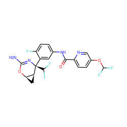 NC1=N[C@@](c2cc(NC(=O)c3ccc(OC(F)F)cn3)ccc2F)(C(F)F)[C@H]2C[C@H]2O1 ZINC000226061853