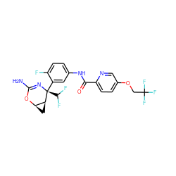 NC1=N[C@@](c2cc(NC(=O)c3ccc(OCC(F)(F)F)cn3)ccc2F)(C(F)F)[C@H]2C[C@H]2O1 ZINC000226079021