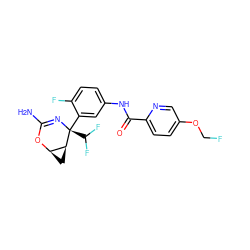 NC1=N[C@@](c2cc(NC(=O)c3ccc(OCF)cn3)ccc2F)(C(F)F)[C@H]2C[C@H]2O1 ZINC000226098166