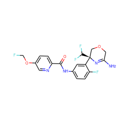 NC1=N[C@@](c2cc(NC(=O)c3ccc(OCF)cn3)ccc2F)(C(F)F)COC1 ZINC000113658040