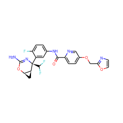 NC1=N[C@@](c2cc(NC(=O)c3ccc(OCc4ncco4)cn3)ccc2F)(C(F)F)[C@H]2C[C@H]2O1 ZINC000226075345