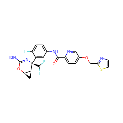 NC1=N[C@@](c2cc(NC(=O)c3ccc(OCc4nccs4)cn3)ccc2F)(C(F)F)[C@H]2C[C@H]2O1 ZINC000226086528