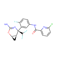 NC1=N[C@@](c2cc(NC(=O)c3cccc(Cl)n3)ccc2F)(C(F)F)[C@H]2C[C@H]2O1 ZINC000226058300