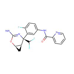 NC1=N[C@@](c2cc(NC(=O)c3ccccn3)ccc2F)(C(F)F)[C@H]2C[C@H]2O1 ZINC000226080997