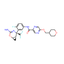 NC1=N[C@@](c2cc(NC(=O)c3cnc(OCC4CCOCC4)cn3)ccc2F)(C(F)F)[C@H]2C[C@H]2O1 ZINC000226079808