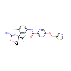 NC1=N[C@@](c2cc(NC(=O)c3cnc(OCc4cncs4)cn3)ccc2F)(C(F)F)[C@H]2C[C@H]2O1 ZINC000226117697