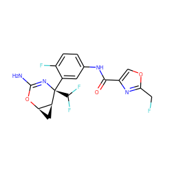 NC1=N[C@@](c2cc(NC(=O)c3coc(CF)n3)ccc2F)(C(F)F)[C@H]2C[C@H]2O1 ZINC000226082361