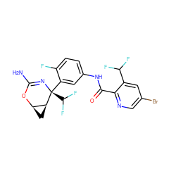 NC1=N[C@@](c2cc(NC(=O)c3ncc(Br)cc3C(F)F)ccc2F)(C(F)F)[C@H]2C[C@H]2O1 ZINC000226089438