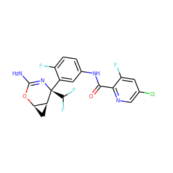 NC1=N[C@@](c2cc(NC(=O)c3ncc(Cl)cc3F)ccc2F)(C(F)F)[C@H]2C[C@H]2O1 ZINC000213840539