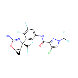 NC1=N[C@@](c2cc(NC(=O)c3nn(C(F)F)cc3Cl)cc(F)c2F)(C(F)F)[C@H]2C[C@H]2O1 ZINC000226084530