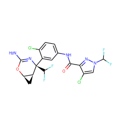 NC1=N[C@@](c2cc(NC(=O)c3nn(C(F)F)cc3Cl)ccc2Cl)(C(F)F)[C@H]2C[C@H]2O1 ZINC000226110057