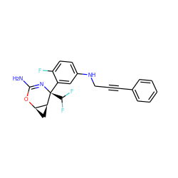 NC1=N[C@@](c2cc(NCC#Cc3ccccc3)ccc2F)(C(F)F)[C@H]2C[C@H]2O1 ZINC000226108726