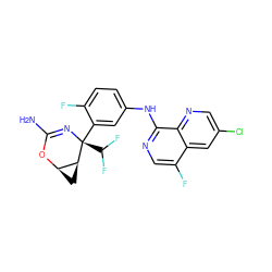 NC1=N[C@@](c2cc(Nc3ncc(F)c4cc(Cl)cnc34)ccc2F)(C(F)F)[C@H]2C[C@H]2O1 ZINC000220653975