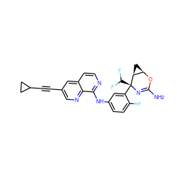 NC1=N[C@@](c2cc(Nc3nccc4cc(C#CC5CC5)cnc34)ccc2F)(C(F)F)[C@H]2C[C@H]2O1 ZINC000226083461