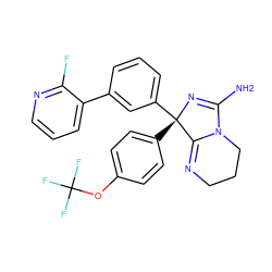 NC1=N[C@@](c2ccc(OC(F)(F)F)cc2)(c2cccc(-c3cccnc3F)c2)C2=NCCCN12 ZINC000035998747