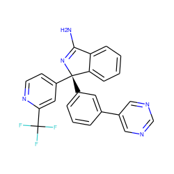 NC1=N[C@@](c2cccc(-c3cncnc3)c2)(c2ccnc(C(F)(F)F)c2)c2ccccc21 ZINC000095572761