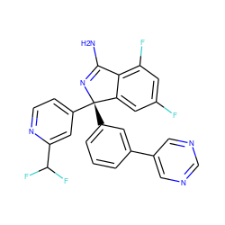 NC1=N[C@@](c2cccc(-c3cncnc3)c2)(c2ccnc(C(F)F)c2)c2cc(F)cc(F)c21 ZINC000095573460