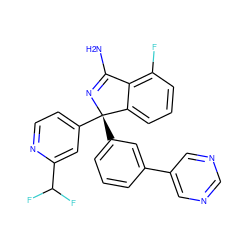 NC1=N[C@@](c2cccc(-c3cncnc3)c2)(c2ccnc(C(F)F)c2)c2cccc(F)c21 ZINC000068205977