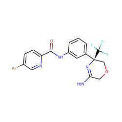 NC1=N[C@@](c2cccc(NC(=O)c3ccc(Br)cn3)c2)(C(F)(F)F)COC1 ZINC000169707628