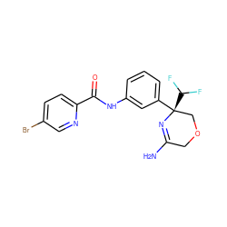 NC1=N[C@@](c2cccc(NC(=O)c3ccc(Br)cn3)c2)(C(F)F)COC1 ZINC000113655725