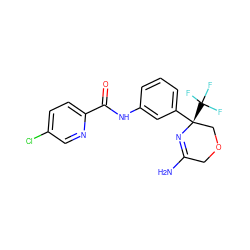 NC1=N[C@@](c2cccc(NC(=O)c3ccc(Cl)cn3)c2)(C(F)(F)F)COC1 ZINC000117498638