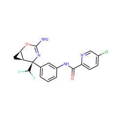 NC1=N[C@@](c2cccc(NC(=O)c3ccc(Cl)cn3)c2)(C(F)F)[C@H]2C[C@H]2O1 ZINC000226081666