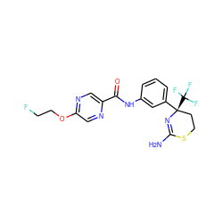 NC1=N[C@@](c2cccc(NC(=O)c3cnc(OCCF)cn3)c2)(C(F)(F)F)CCS1 ZINC000147121091