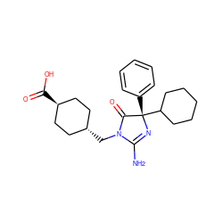 NC1=N[C@@](c2ccccc2)(C2CCCCC2)C(=O)N1C[C@H]1CC[C@H](C(=O)O)CC1 ZINC000253678933