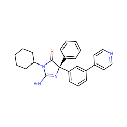 NC1=N[C@@](c2ccccc2)(c2cccc(-c3ccncc3)c2)C(=O)N1C1CCCCC1 ZINC000218624316