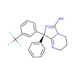 NC1=N[C@@](c2ccccc2)(c2cccc(C(F)(F)F)c2)C2=NCCCN12 ZINC000034659644