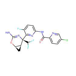 NC1=N[C@@](c2nc(NC(=O)c3ccc(Cl)cn3)ccc2F)(C(F)F)[C@H]2C[C@H]2O1 ZINC000226110385