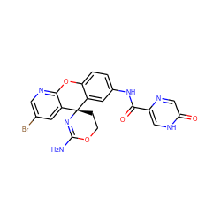 NC1=N[C@@]2(CCO1)c1cc(NC(=O)c3c[nH]c(=O)cn3)ccc1Oc1ncc(Br)cc12 ZINC000205151680