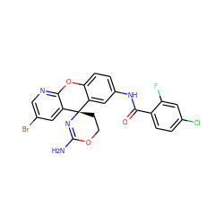 NC1=N[C@@]2(CCO1)c1cc(NC(=O)c3ccc(Cl)cc3F)ccc1Oc1ncc(Br)cc12 ZINC000205167435