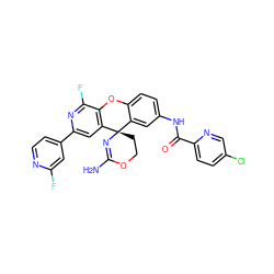 NC1=N[C@@]2(CCO1)c1cc(NC(=O)c3ccc(Cl)cn3)ccc1Oc1c2cc(-c2ccnc(F)c2)nc1F ZINC000205142682