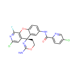 NC1=N[C@@]2(CCO1)c1cc(NC(=O)c3ccc(Cl)cn3)ccc1Oc1c2cc(Cl)nc1F ZINC000205155016