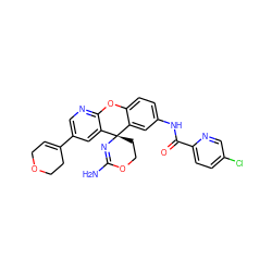 NC1=N[C@@]2(CCO1)c1cc(NC(=O)c3ccc(Cl)cn3)ccc1Oc1ncc(C3=CCOCC3)cc12 ZINC000205165348