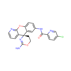 NC1=N[C@@]2(CCO1)c1cc(NC(=O)c3ccc(Cl)cn3)ccc1Oc1ncccc12 ZINC000205167414