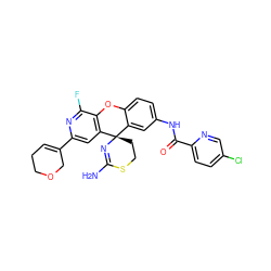 NC1=N[C@@]2(CCS1)c1cc(NC(=O)c3ccc(Cl)cn3)ccc1Oc1c2cc(C2=CCCOC2)nc1F ZINC000205177484